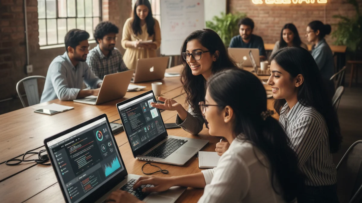 Team working on fintech platform